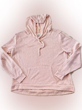 Women's Soft Pink Hooded Pullover Sweater